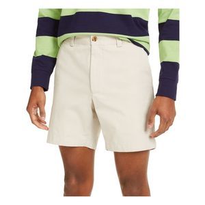CLUBROOM Mens Beige Classic Fit Stretch Shorts 33 Waist